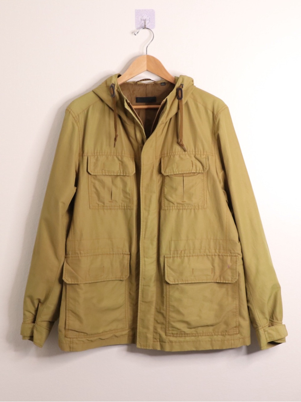 UNIQLO Mustard Khaki Hooded Utility Field Jacket L